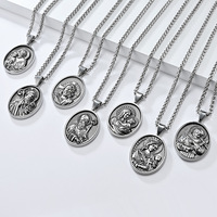 Factory Spot Wholesale 14Pcs Collier pendentif en acier inoxydable tridimensionnel Saint européen et américain