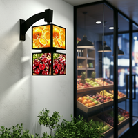 Panneau de menu LED rétroéclairé à 4 faces avec rotation automatique à 360 degrés, à fixer au mur, boîte à lumière pour affiches remplaçables, idéal pour les bars, les restaurants de restauration rapide et les cafés
