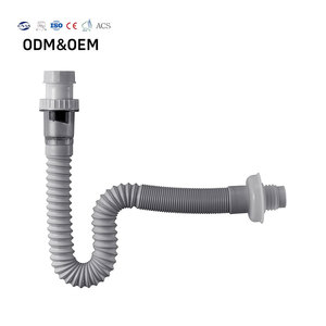Tubería de Drenaje Curva Cromada Personalizable, Extensible, Resistente a Daños, Moderna, para Lavabo - Product Image 1