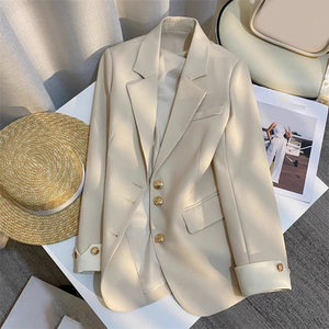 Costume de bureau élégant pour femme avec veste blazer à manches longues, col à revers et boutons, pour le printemps et l'automne, vêtements assortis - Product Image 2