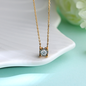 Hand Made Luxury 18K <b>Solid</b> Gold Pendant <b>Necklace</b> Customizable Single Natural Diamond Jewelry Link Chain Daily Wear - Product Image 5