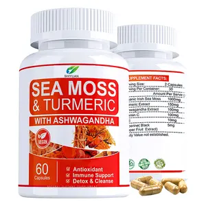 Private Label Anpassbare Formulierung Curcumin Irish Sea Moss Beauty Verbesserte Immun gesundheit Lebensmittel Gummies-Kapseln Halal Vegan