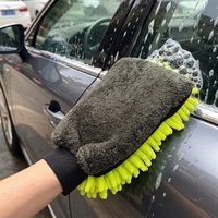 Gant de lavage de voiture en microfibre corail 3-en-1 super absorbant, en chenille, antidérapant, avec manchette élastique, sans peluches, haute performance, vente en gros
