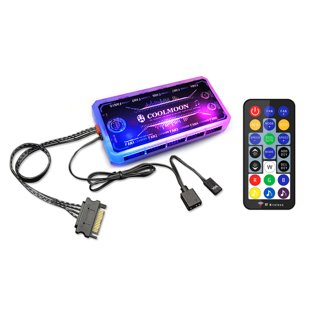 COOLMOON Wholesale Popular ARGB Fan Controller in Stock Gaming Computer RGB Controller 6PIN 5V HUB SYNC PC Fan Controller
