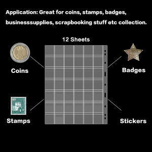 Logo personnalisé Taille 9 Trous Pvc Feuille de Plastique 42 Poches Argent <span class=keywords><strong>Dollar</strong></span> Bill Quarters Penny Timbre Monnaie Album Page Pour Pièces