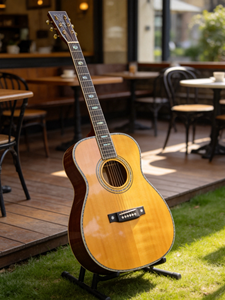 <span class=keywords><strong>Guitarra</strong></span> Acústica Profesional de Alta Calidad, <span class=keywords><strong>Vintage</strong></span>, Amarilla, OM45, Hecha a Mano, Totalmente de Madera Maciza, Abeto, Palisandro, Acabado Pulido - Product Image 1