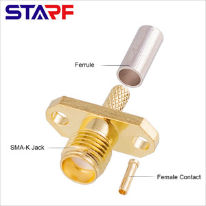 Connecteur coaxial RF en cuivre RG316 SMA femelle à 2 trous <span class=keywords><strong>pour</strong></span> panneau, compatible câbles RG316, RG174, LMR100 - Product Image 2