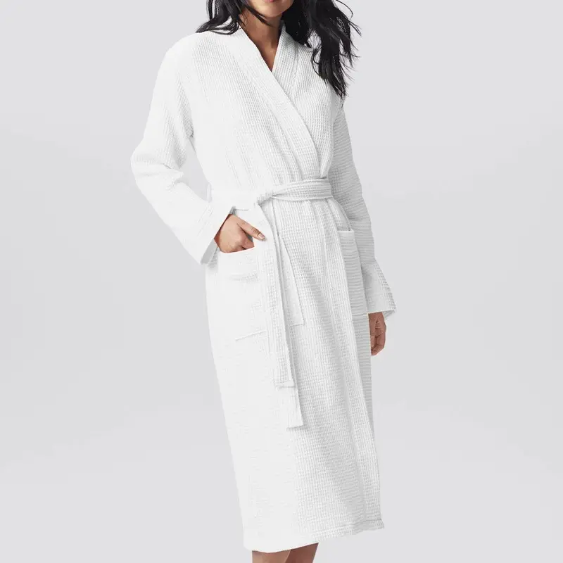 luxury white men cotton bath robe spa waffle robe unisex hotel bathrobe