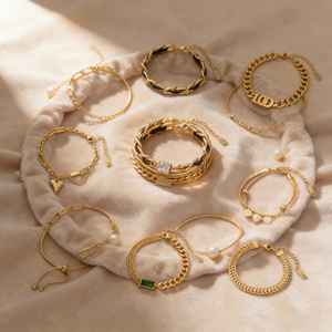 <span class=keywords><strong>Bracelet</strong></span> Chaîne Charme Cœur et Quatre Feuilles Plaqué <span class=keywords><strong>Or</strong></span> Anti-ternissement Acier Inoxydable Étanche Bijoux pour Femme 2024 - Product Image 1