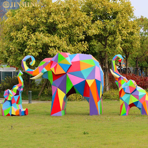 庭の景観のための屋外の幾何学的なパンダ彫刻グラスファイバー彫刻ガラスの幾何学的な動物の彫刻 - Product Image 5