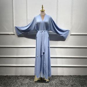 Árabe cintura simple abalorios flor sección larga elegante personalizado musulmán vestido de mujer abaya - Product Image 3