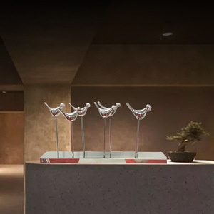 Stainless Steel Bird Sculpture 900x150x450mm <b>Mirror</b> Finish <b>Square</b> Decorative Art For Home And Hotel Projects - Product Image 1