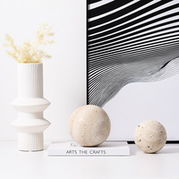 Stonekocc D4cm - D30cm Marbre Naturel Jaune Travertin Pierre Boule Ronde Beige Travertin avec Différents Diamètres Décor À La Maison