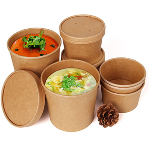 Tazón de Ensalada y Taza de Sopa de Papel Kraft Desechables Impresos Personalizados con Tapa, Contenedor de Empaque para Comida Rápida, Contenedores de Sopa para Llevar - Product Image 1