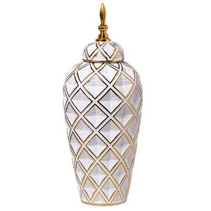 Jarrón de cerámica Simple de estilo nórdico, mesa de comedor decorativa de lujo de gama alta para sala de estar, tarro General alto, adorno para el hogar - Product Image 4