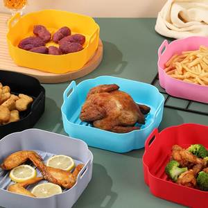 Bandeja de silicona reutilizable de grado alimenticio sin BPA, gruesa, fácil de limpiar, para hornear en horno y freír en freidora de aire, para pizza frita y cestas de pollo. - Product Image 6