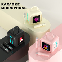 Kid Party Toy Regalo electrónico Karaoke portátil Máquina de micrófono inalámbrico con pantalla LED de imagen pixelada inteligente