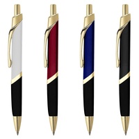 Vente en gros de stylo à bille populaire en forme de triangle avec clip plaqué or Cadeau promotionnel Stylo à bille en cuivre lourd pour logo personnalisé MTP013