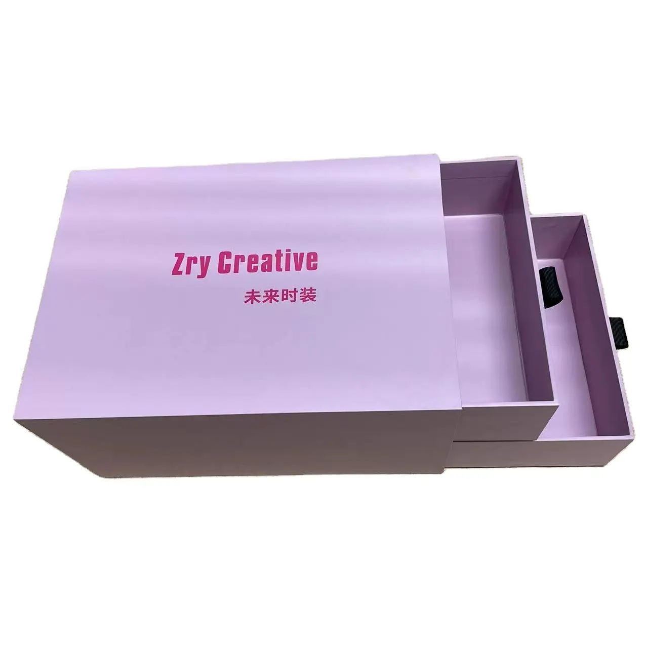 Роскошная двухслойная раздвижная коробка из твердого картона с логотипом на заказ с розовым принтом и ленточным шнуром, Подарочная коробка для ящиков