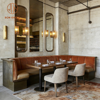 Bancs demi-circulaires incurvés pour café, ensemble table et chaises pour café et restaurant, mobilier de banquette