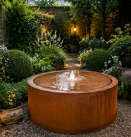 Table d'eau de jardin en acier Corten avec fontaine cascade, élément aquatique extérieur