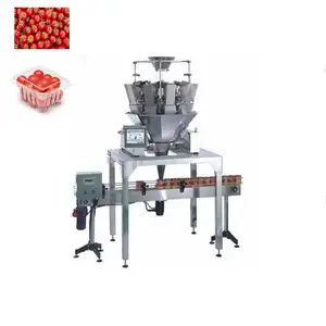 Automatic multihead weigher raspberry fruit punnet weighing packaging machine