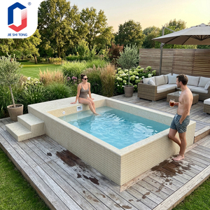 Garden & Family Swimming Spa Cold Plunge Bathtub, Fiberglass Above-Ground <b>Pool</b> with Lounge Chairs <b>Pool</b> - Product Image 1