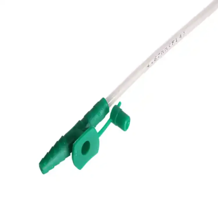 Catéter de succión de control de pulgar cerrado de PVC de grado médico desechable