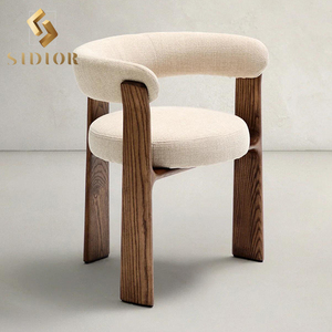 Chaises modernes de luxe en bois et laine bouclée pour café et restaurant, fauteuils de salle à manger en tissu, tables et chaises de restaurant - Product Image 1