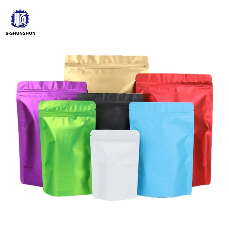 Color Ziplock Reusable plastic Matte Printed Stand Up Pouches Zipper Aluminum Foil Bag Customized doypack Stand up pouch