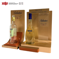 TERMEIN Présentoir à Vin en Acrylique Doré de Luxe, Support Courbé en L pour Bouteilles de Whisky, Présentoir de Comptoir pour Liqueurs pour Bar et Magasin