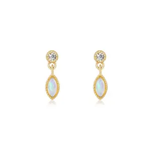 Gemnel bridal wedding 925 silver opal diamond dangly stud dangling new designs girls jewelry fall earrings