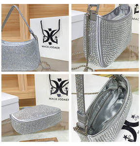 Sac de soirée messager pour femme, haute couture coréenne, orné de diamants brillants, nouvelle collection 2026, entièrement en polyester incrusté de diamants - Product Image 6