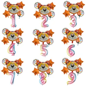 Safari Party Theme Supplier Jungle Animal Tiger Monkey Lion Balloons Foil Balloon Kids 1 Year Happy Birthday Party