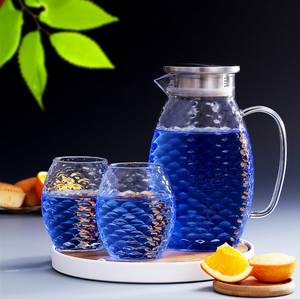 Ensemble de carafe et de tasses en verre borosilicate de haute qualité avec design créatif en écailles de <span class=keywords><strong>poisson</strong></span>, couvercle en acier inoxydable, pour thé glacé et jus - Product Image 6
