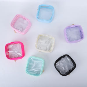 Keymay Set tas Travel kantong ritsleting bening Pvc tahan air ukuran S <span class=keywords><strong>M</strong></span> L XL 7 warna untuk perlengkapan mandi disetujui tas rias bening - Product Image 3