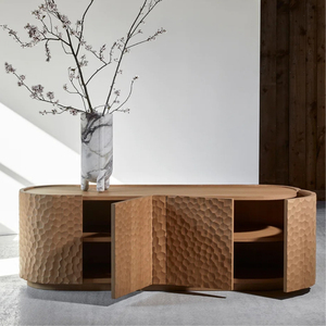 Buffet en bois de manguier avec finition miel clair, meuble de rangement pour salon, salle à manger, bureau à domicile - Product Image 1