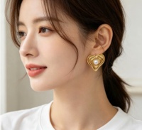 Boucles d'oreilles clous pour femme XUPING Jewelry, plaqué or 14 carats, acier inoxydable, forme cœur et géométrique, grande taille, style vintage