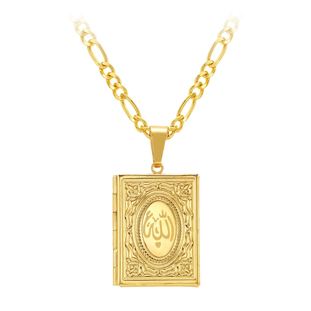 Hot Koop Verschillende Moslim Islamitische Religieuze Dubai Gouden Ketting Ketting Foto Medaillon Box Ketting Religie Islamitische Sieraden