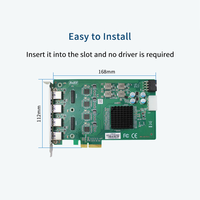 Carte d'extension adaptateur PCI-E vers 4 ports USB 3.0 avec contrôleur Renesas Vitesse 5Gbps Alimentation redondante Type interne