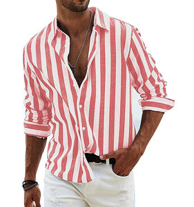 เสื้อท่อนบนกันรอยยับสำหรับผู้ชายเสื้อท่อนบนแบบลำลองแขนยาวลายทางสีฟ้าฤดูใบไม้ร่วงและฤดูหนาว - Product Image 2