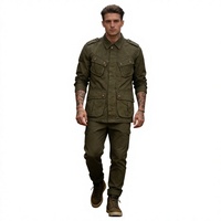Blouson Bomber Ami Khaji pour Homme, Multi-Poches, Coupe Slim, Simple Boutonnage, Style Streetwear, Automne, Vietnam, Chasse, TCU, Jungle, 100% Coton