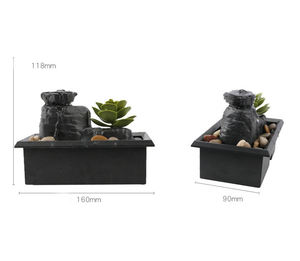 Tabletop Water Fountain with Japanese Stone Mill Design LED <b>Light</b> and Artificial <b>Plant</b> Decor Indoor Zen Waterfall Fountain - Product Image 5