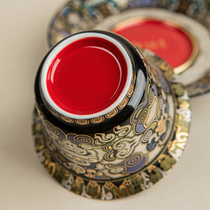Dunhuang Black Thangka Gaiwan Gold Silver Inlaid Porcelain Covered Tea <b>Bowl</b> Luxury Traditional <b>Chinese</b> Style Lidded Tea Cup Gift - Product Image 4