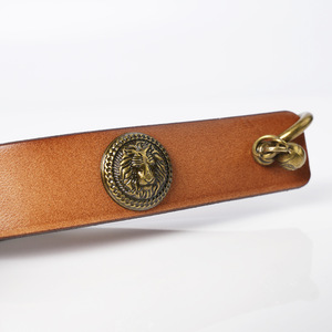 Leather Pipe Stand With Lion Head Buckle Portable Cowhide Smoking Accessory Keychain For Pipes - Product Image 2