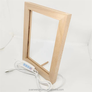 Đầy màu sắc ánh sáng ấm áp 3D Phantom khung ảnh Ánh sáng khung gỗ <span class=keywords><strong>LED</strong></span> DIY Acrylic ánh sáng ban đêm cơ sở hiển thị bằng Gỗ Đứng - Product Image 3