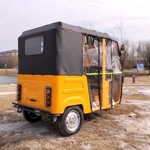 Electric Open Body Passenger Tricycle <strong>Tuk</strong> <strong>Tuk</strong> with Yellow Sunshade Canopy <strong>Battery</strong>-<strong>Powered</strong> 12V 1 Person for Export <200W 30km/h - Product Image 4