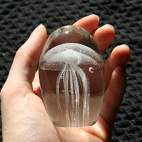 Méduses en verre argent 3d, décoration de maison, cadeau de noël, coloré