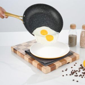 Ensemble de casseroles et poêles modernes avec couvercles en verre, poignées en acier inoxydable, 12 pièces, revêtement céramique antiadhésif noir - Product Image 2