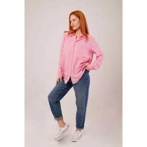 Chemise rose ample en gros pour femmes, taille XL, style vintage, bouton, décontractée, satin de soie, tricotée, denim longue pour l'automne, fête - Product Image 2